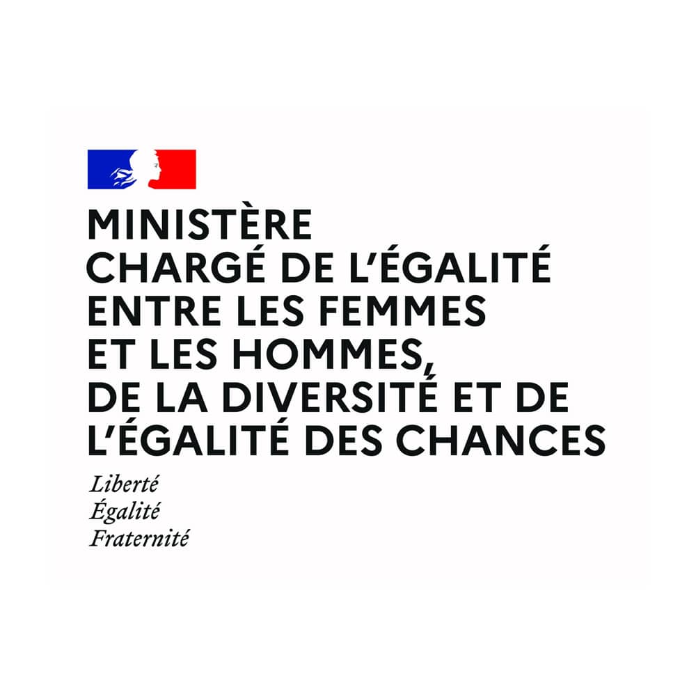 Logo du ministère chargé de l'égalité entre les femmes et les hommes, de la diversité et de l'égalité des chances partenaire du Pop Women Festival