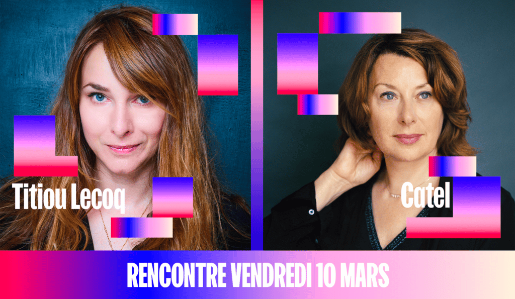 Template Rencontre croisée du vendredi 10 mars entre Titiou Lecoq et Catel pour le compte instagram du Pop Women Festival