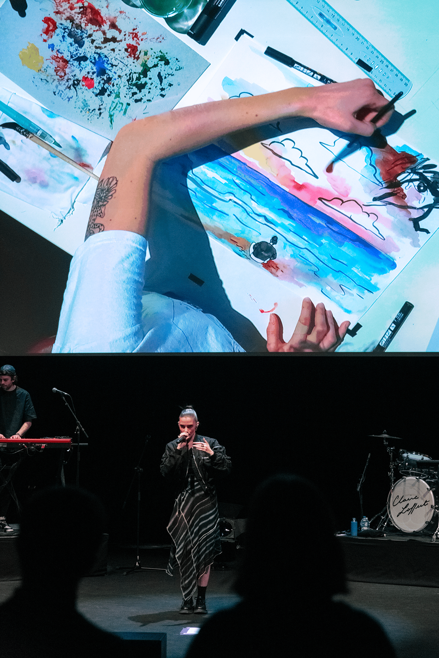 Claire Laffut au concert dessiné du Pop Women Festival par (c) Chloé Vollmer-Lo