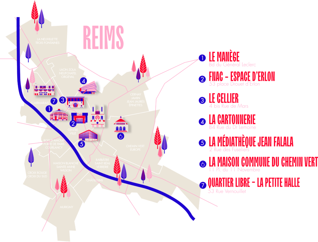 Plan en Pictogramme des différents lieux du Pop Women Festival 2023