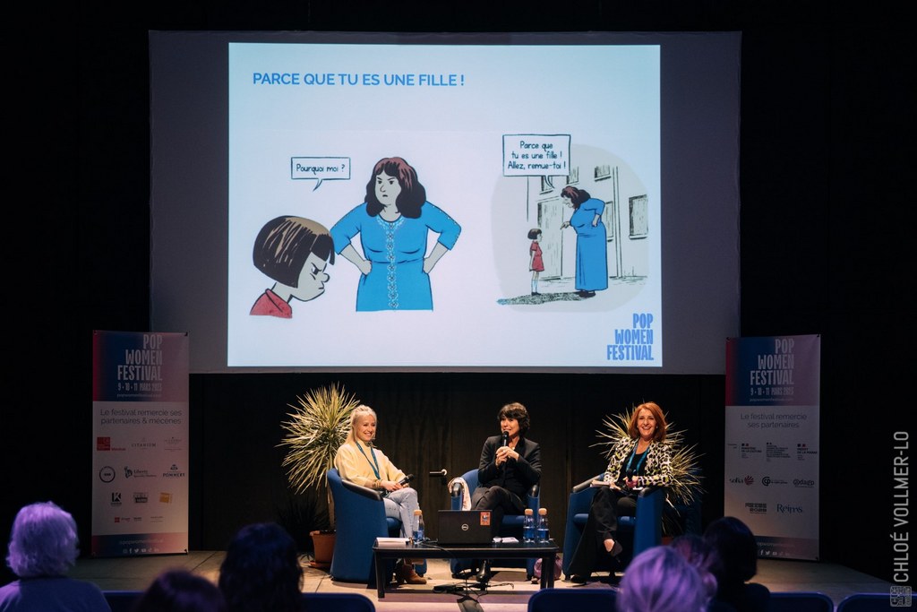 Anne-Claire Moser Lebrun, Sophie Couturier et Claire Gorisse au Pop Women Festival lors de la table ronde une farouche liberté