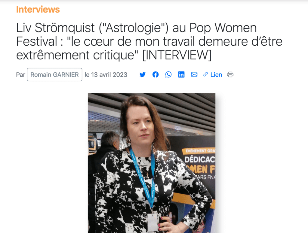 Article concernant Liv Strömquist au Pop Women Festival